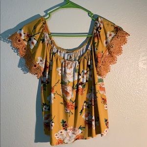 yellow off the shoulder top